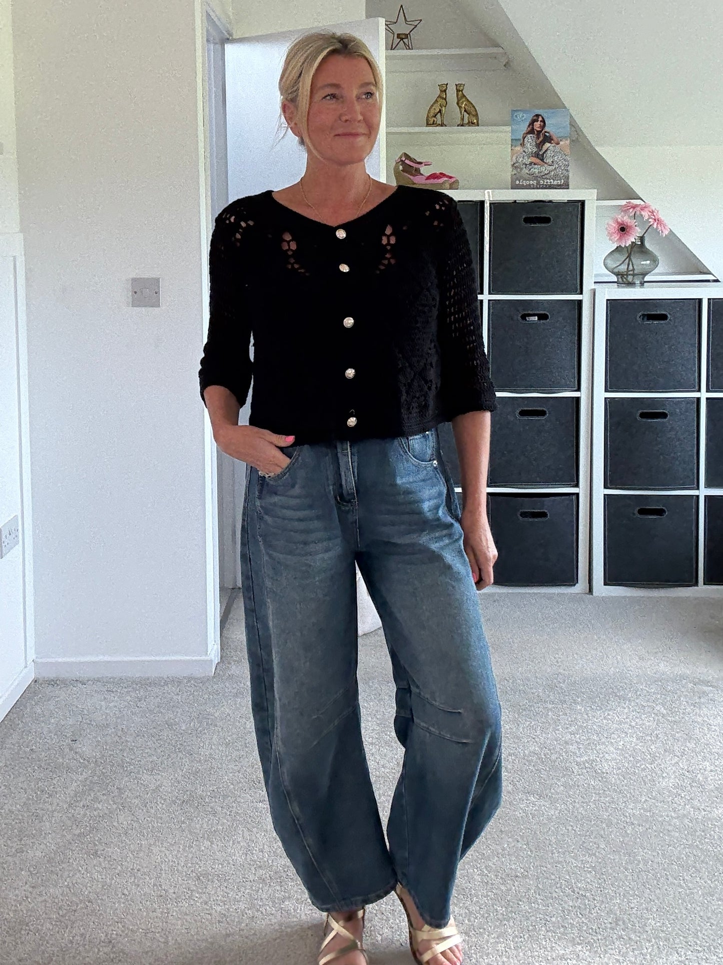 Black Short Crochet Cardigan