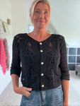 Black Short Crochet Cardigan