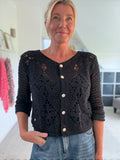 Black Short Crochet Cardigan