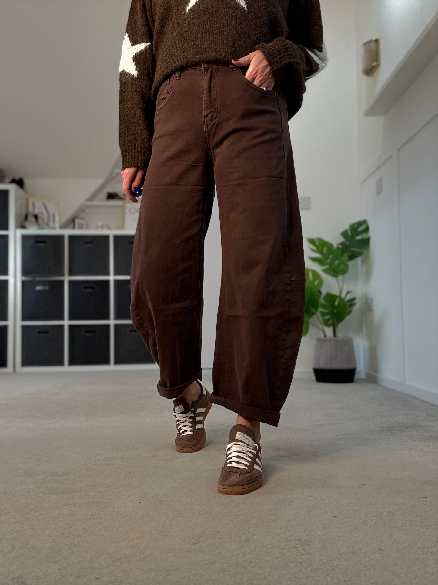 Dark Mocha Barrel Leg Jeans