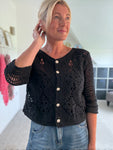 Black Short Crochet Cardigan