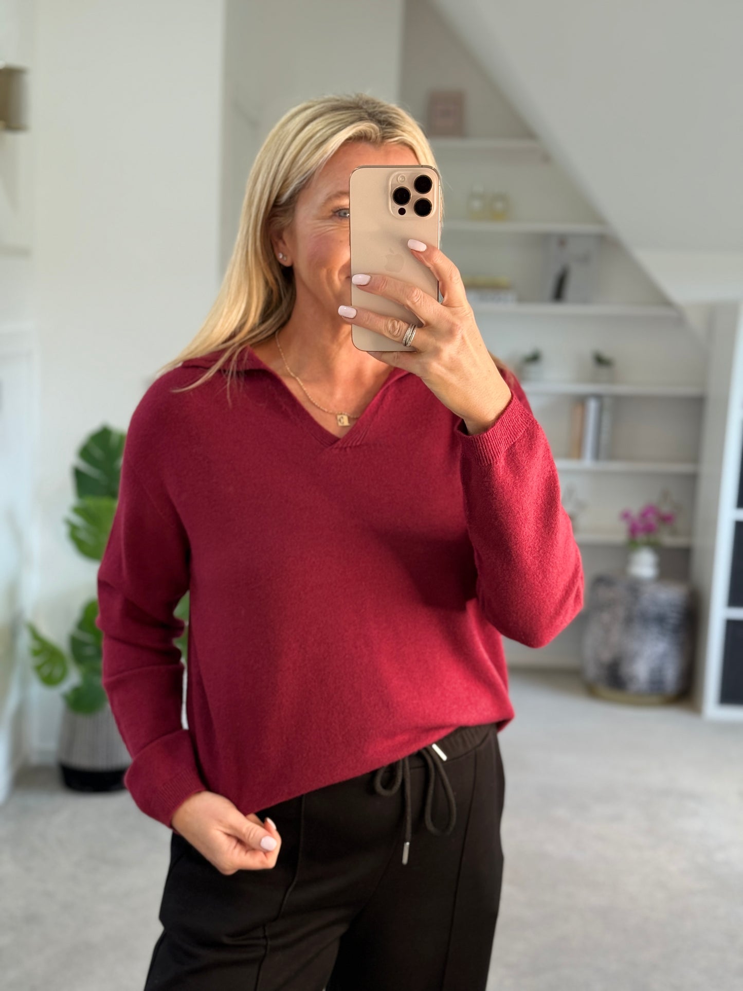 Granata V Neck Polo Knit