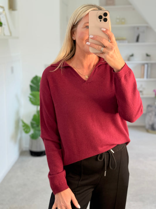 Granata V Neck Polo Knit