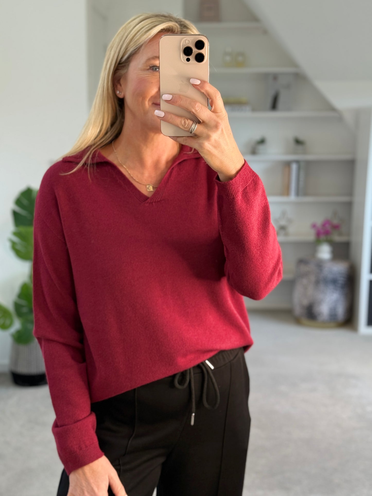 Granata V Neck Polo Knit