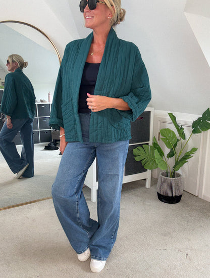 Teal Qulited Two Pocket Jacket