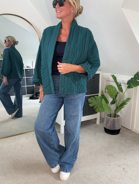 Teal Qulited Two Pocket Jacket