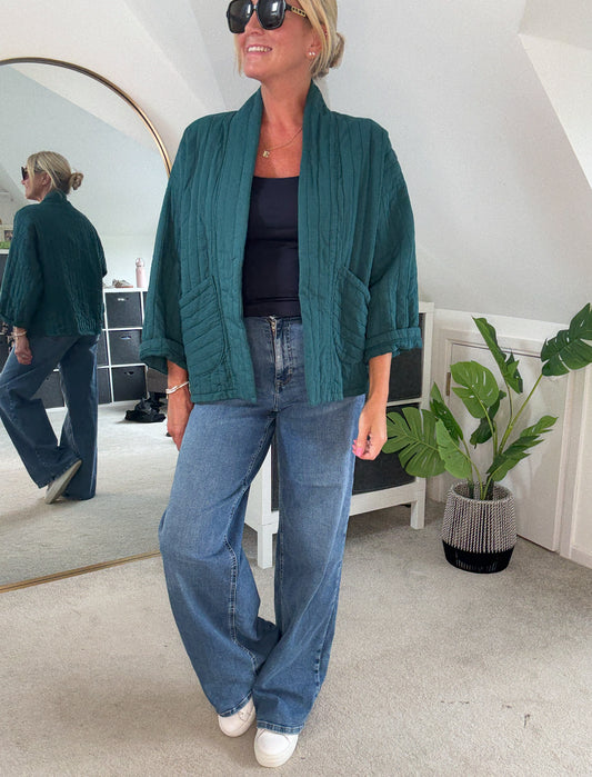 Teal Qulited Two Pocket Jacket