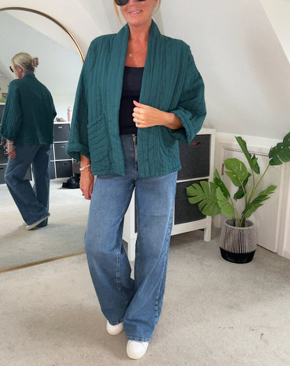 Teal Qulited Two Pocket Jacket