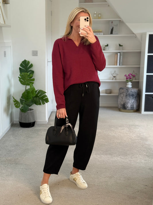 Black Cropped Carrot Leg Jogger