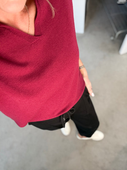 Granata V Neck Polo Knit