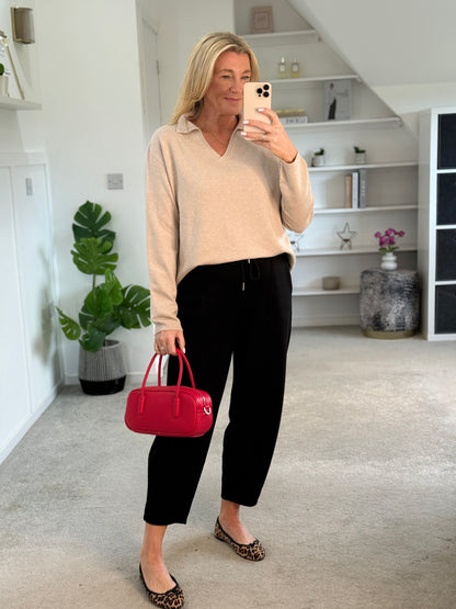 Black Cropped Carrot Leg Jogger