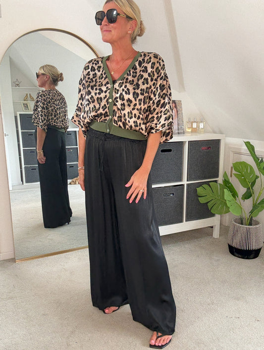 Giletta Khaki Leopard Print Cardi/Jacket