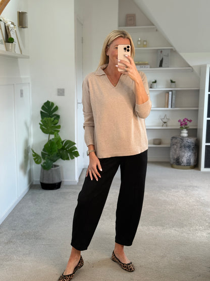 Black Cropped Carrot Leg Jogger