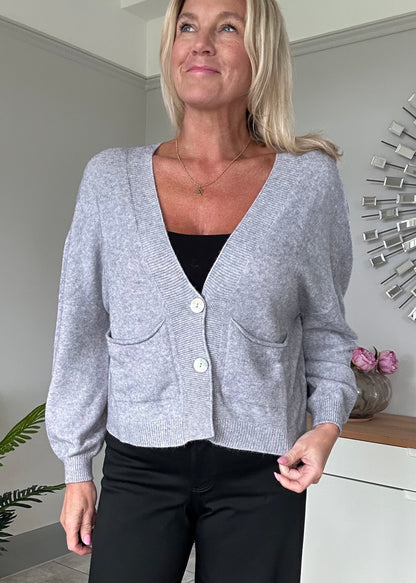 Dark Grey 2 Button Cardigan