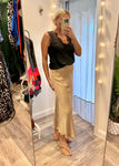 Gold Silky Slip Skirt