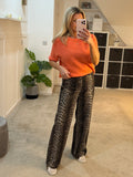 Madison Leopard High Waist Wide Leg Jeans