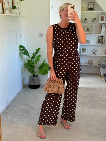 Brown/White Polka Dot Top (Co-ord Avail)
