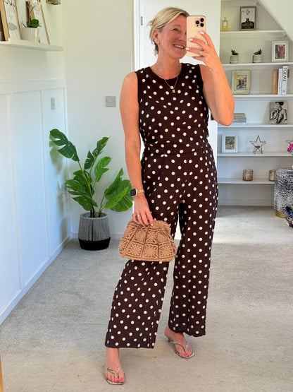 Brown/White Polka Dot Top (Co-ord Avail)