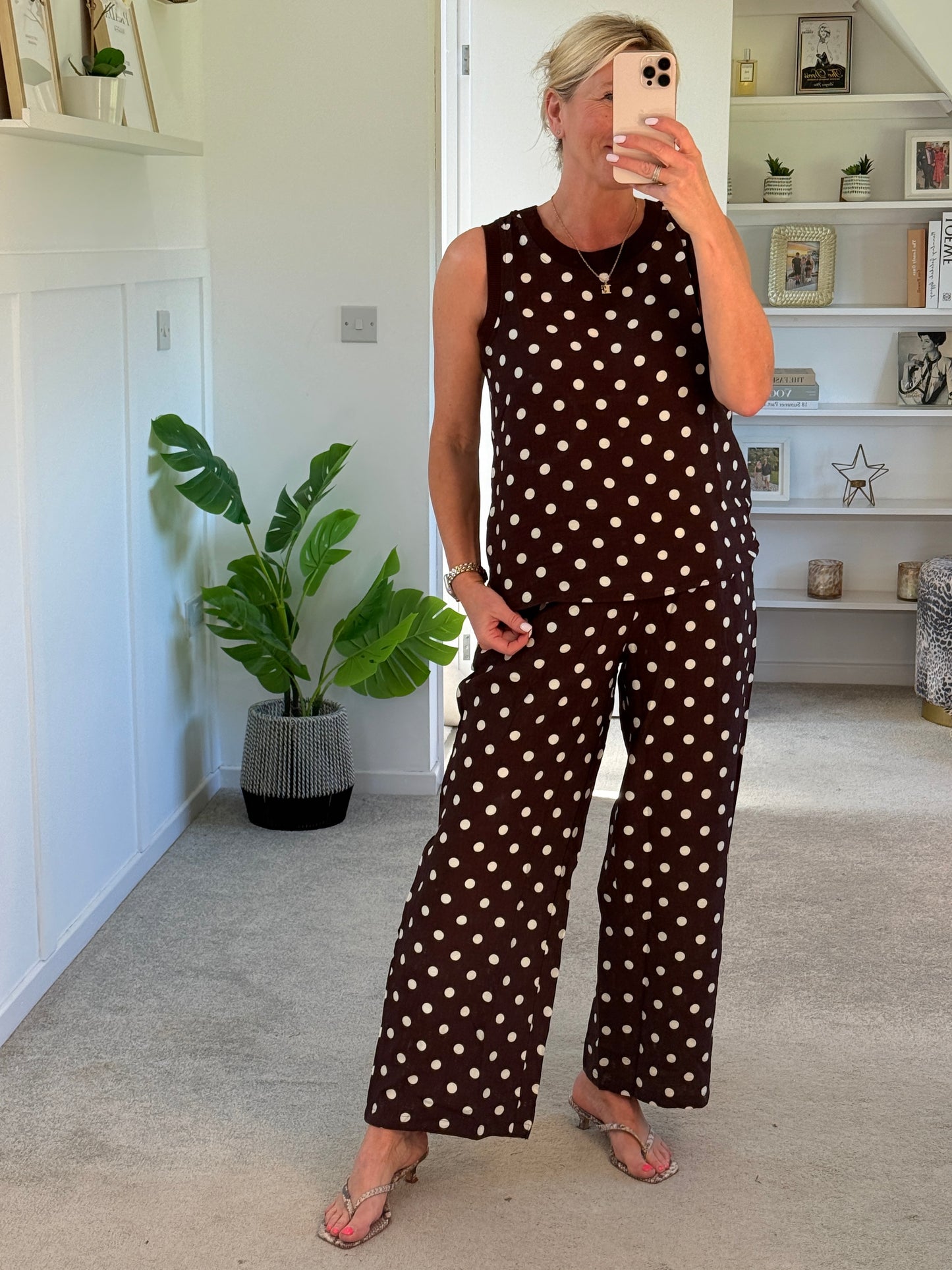 Brown/White Polka Dot Top (Co-ord Avail)