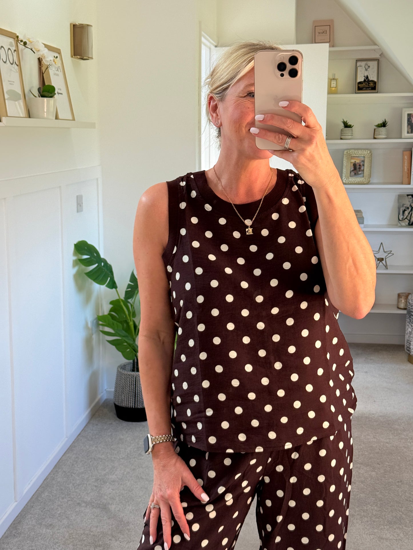 Brown/White Polka Dot Top (Co-ord Avail)