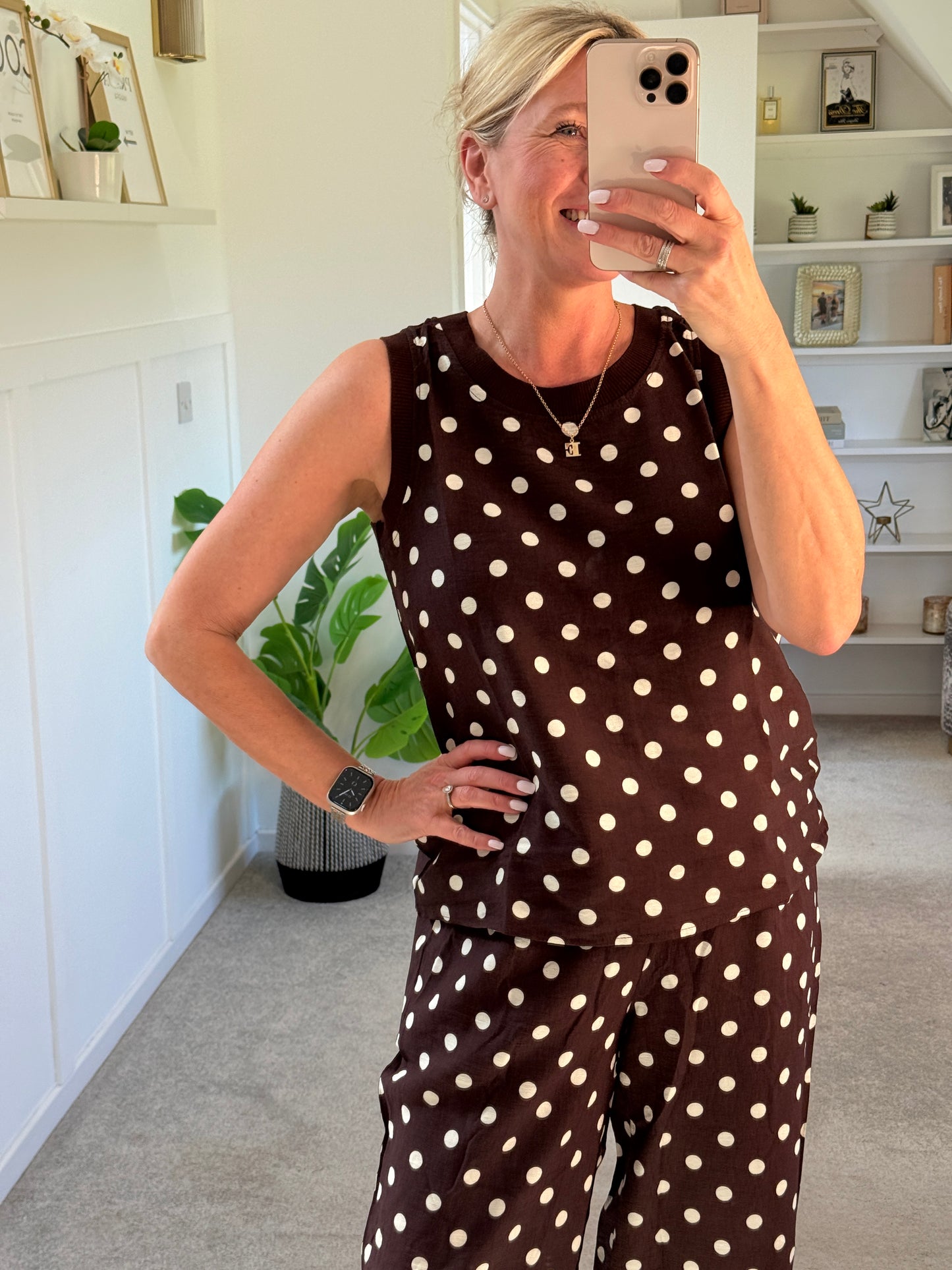 Brown/White Polka Dot Top (Co-ord Avail)