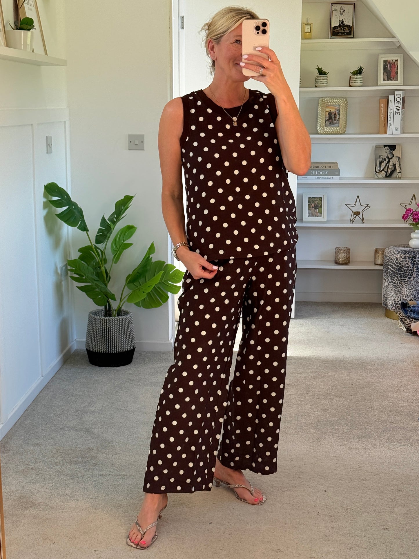 Brown/White Polka Dot Top (Co-ord Avail)