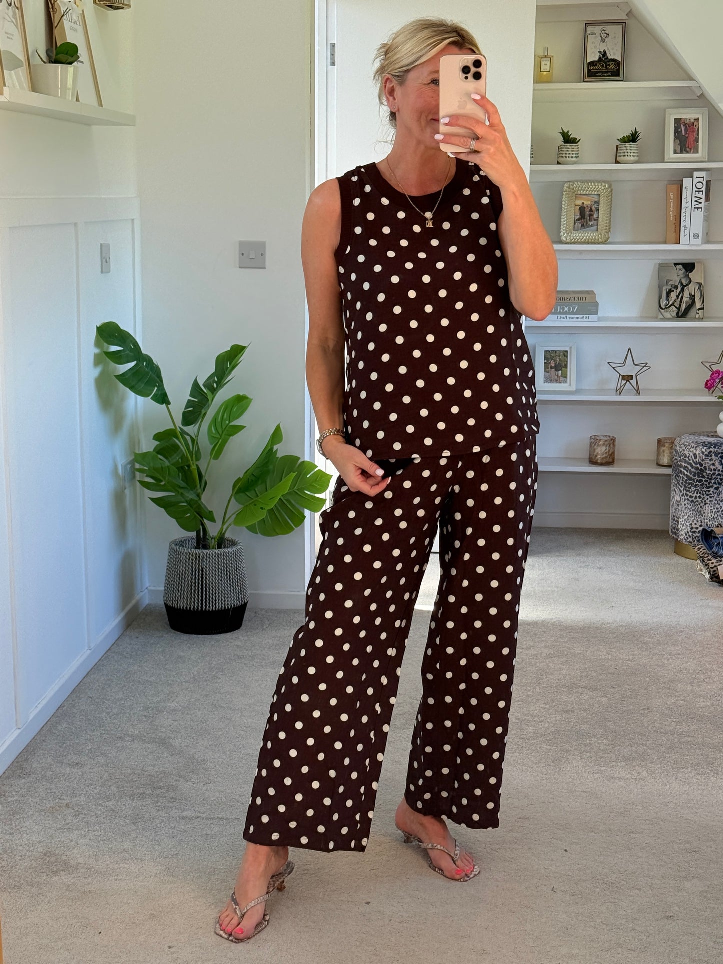 Brown/White Polka Dot Top (Co-ord Avail)