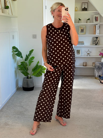 Brown/White Polka Dot Top (Co-ord Avail)