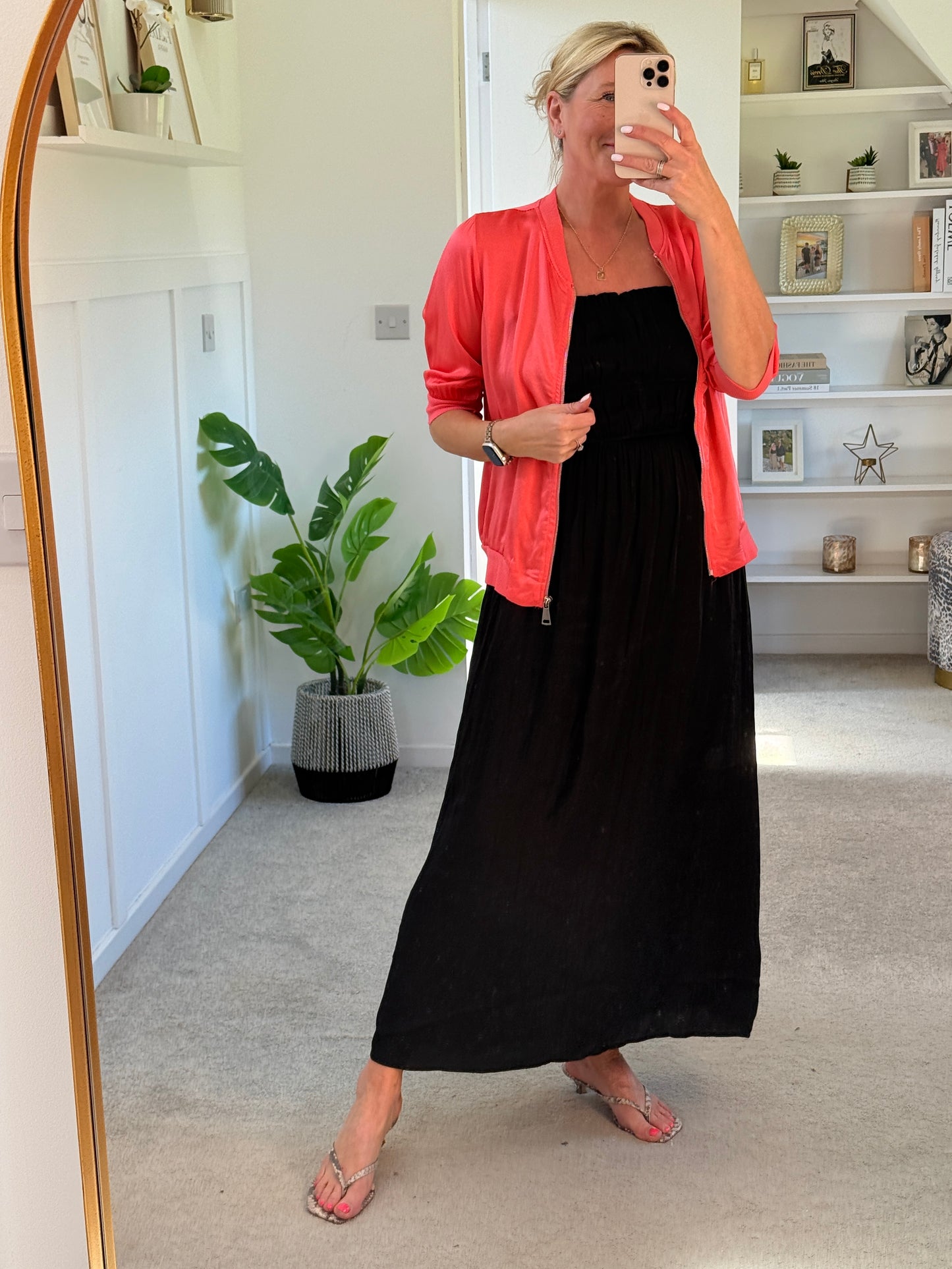 Black Strapless Shirred Dress
