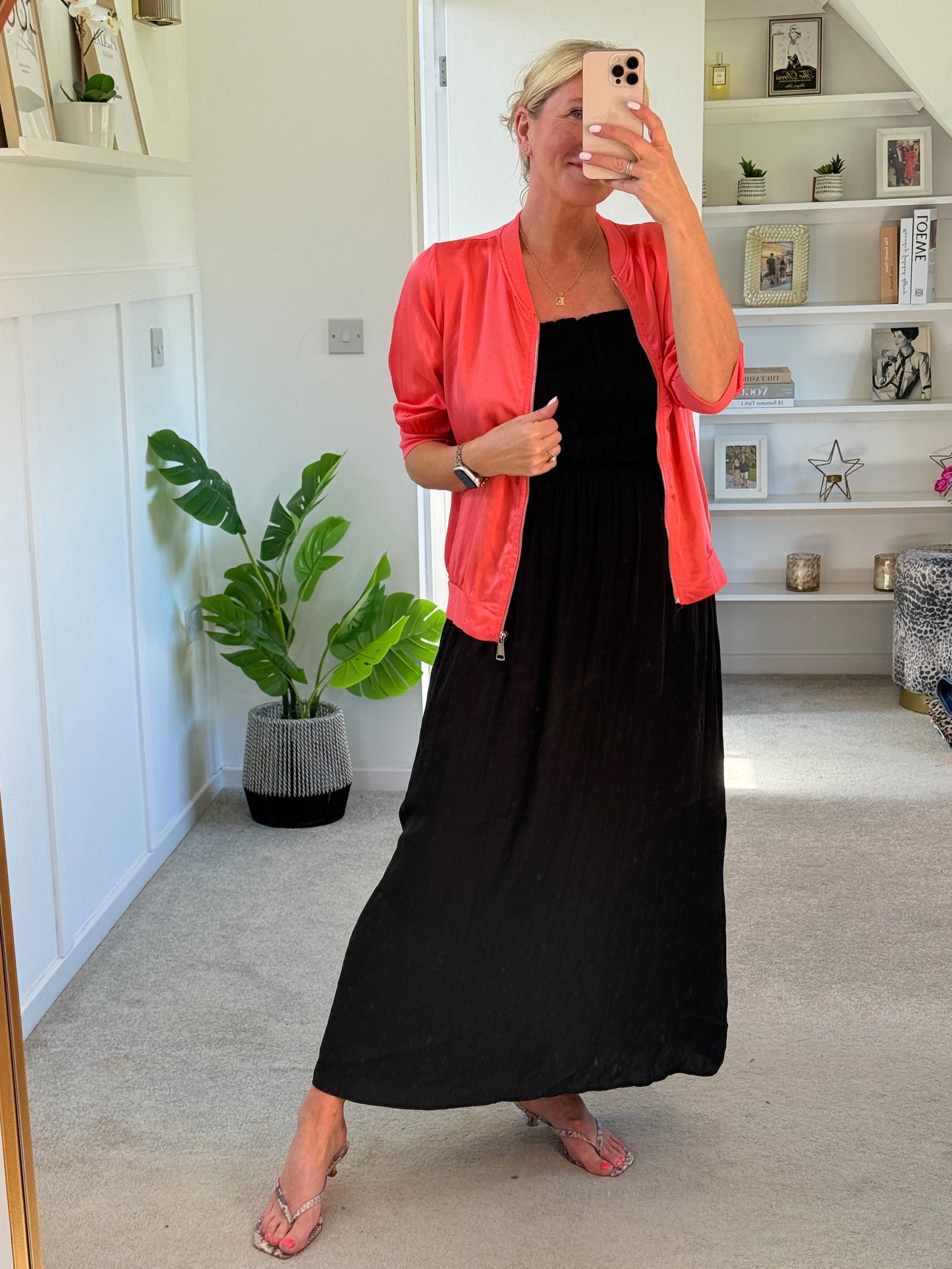 Black Strapless Shirred Dress
