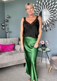 Emerald Green Silky Slip Skirt