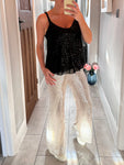Champagne Gold Sequin Flared Trousers