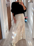 Sequin Maxi Skirt (Black/Champagne Gold)