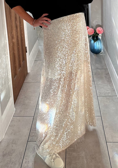 Black Sequin Maxi Skirt