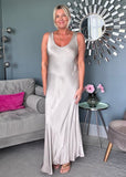 Silver Satin Slip Dress