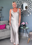 Silver Satin Slip Dress