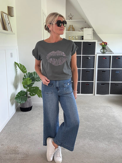 Khaki Neon Leopard Star T Shirt