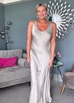 Silver Satin Slip Dress