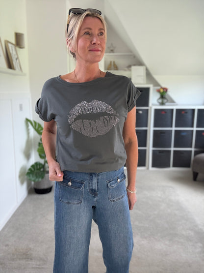 Khaki Neon Leopard Star T Shirt