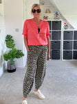 Khaki Leopard Pocket Slim Barrel Cargo Joggers