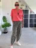 Khaki Leopard Pocket Slim Barrel Cargo Joggers