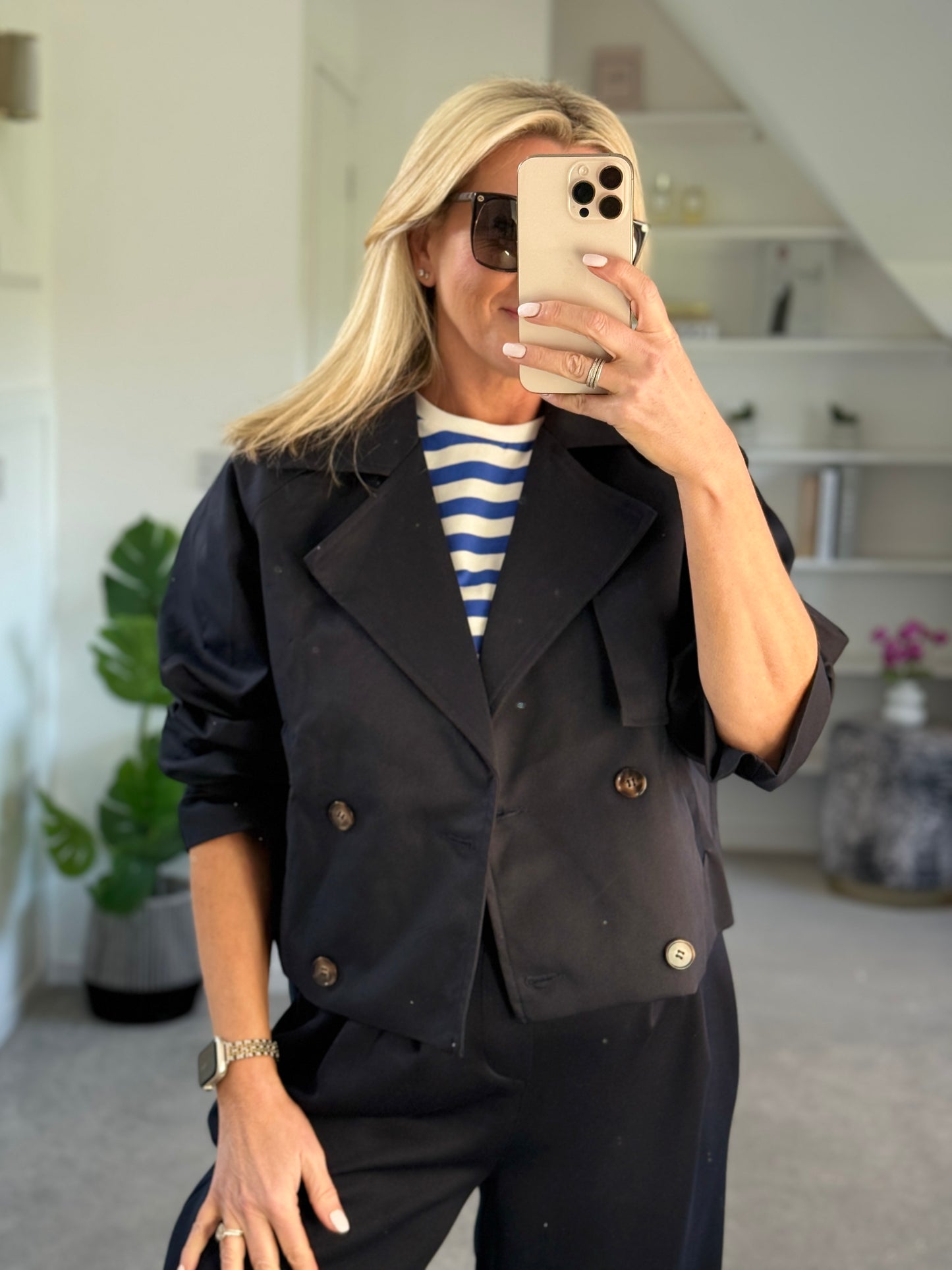 Navy Trench Style Jacket