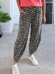Khaki Leopard Pocket Slim Barrel Cargo Joggers