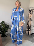 Blue/Cream Wide Leg Jumpsuit & Kimono