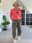 Khaki Leopard Pocket Slim Barrel Cargo Joggers