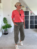 Khaki Leopard Pocket Slim Barrel Cargo Joggers