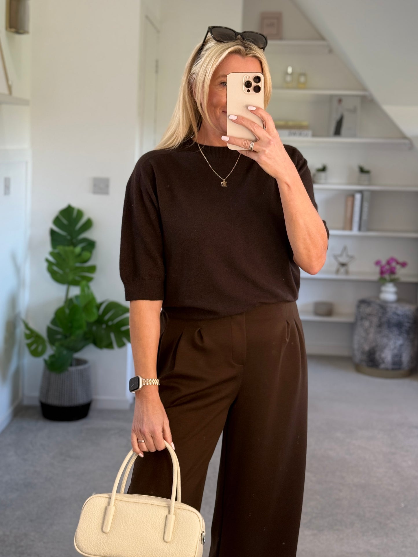 Dark Chocolate 3/4 Sleeve Lightweight Jumper