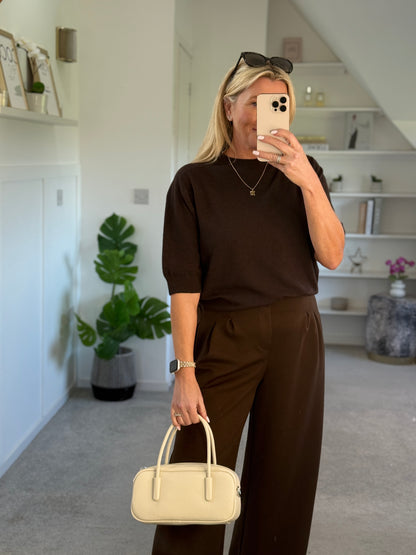 Dark Chocolate 3/4 Sleeve Lightweight Jumper