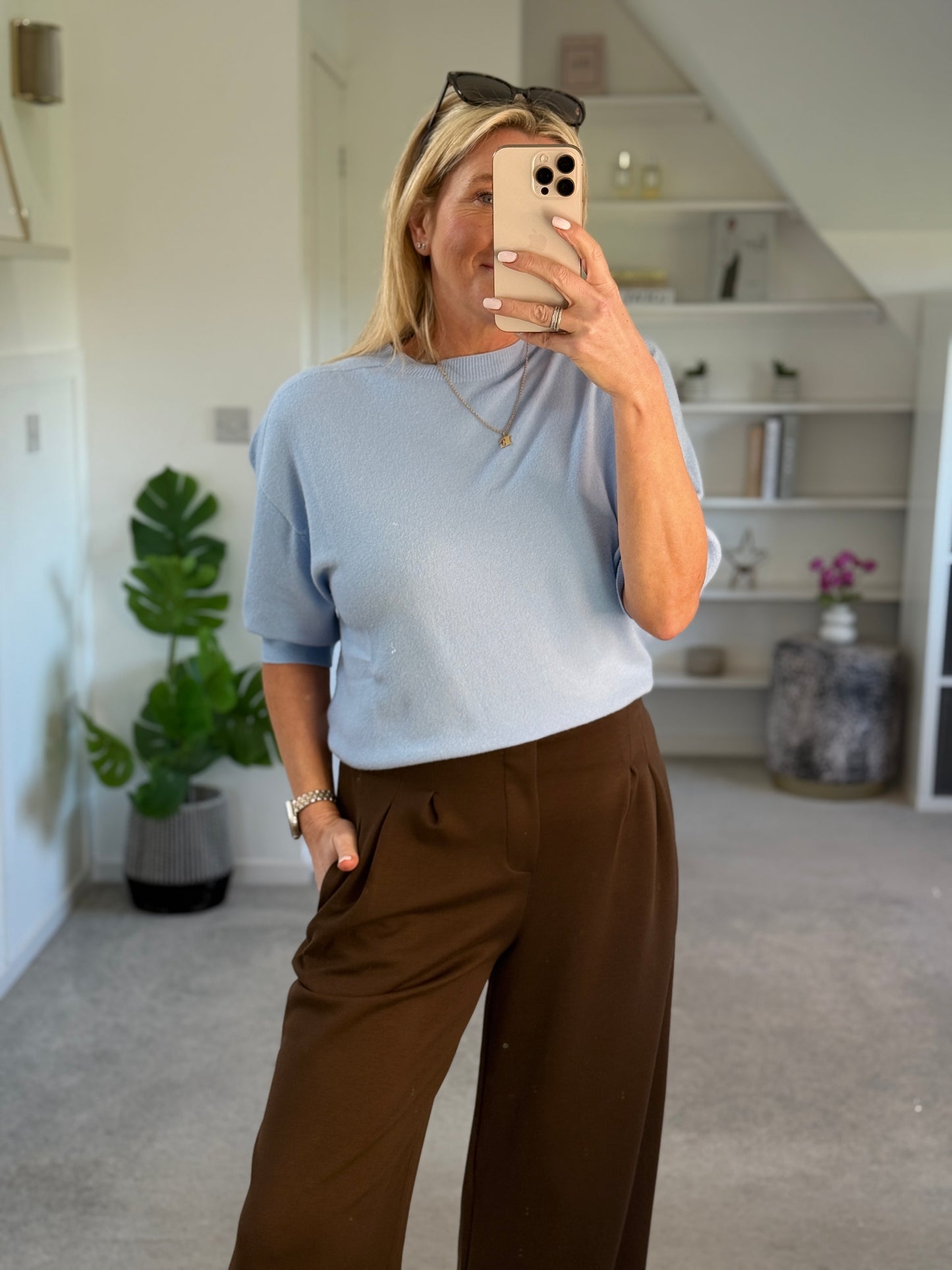 Chocolate Pleat Front Wide Leg Trousers