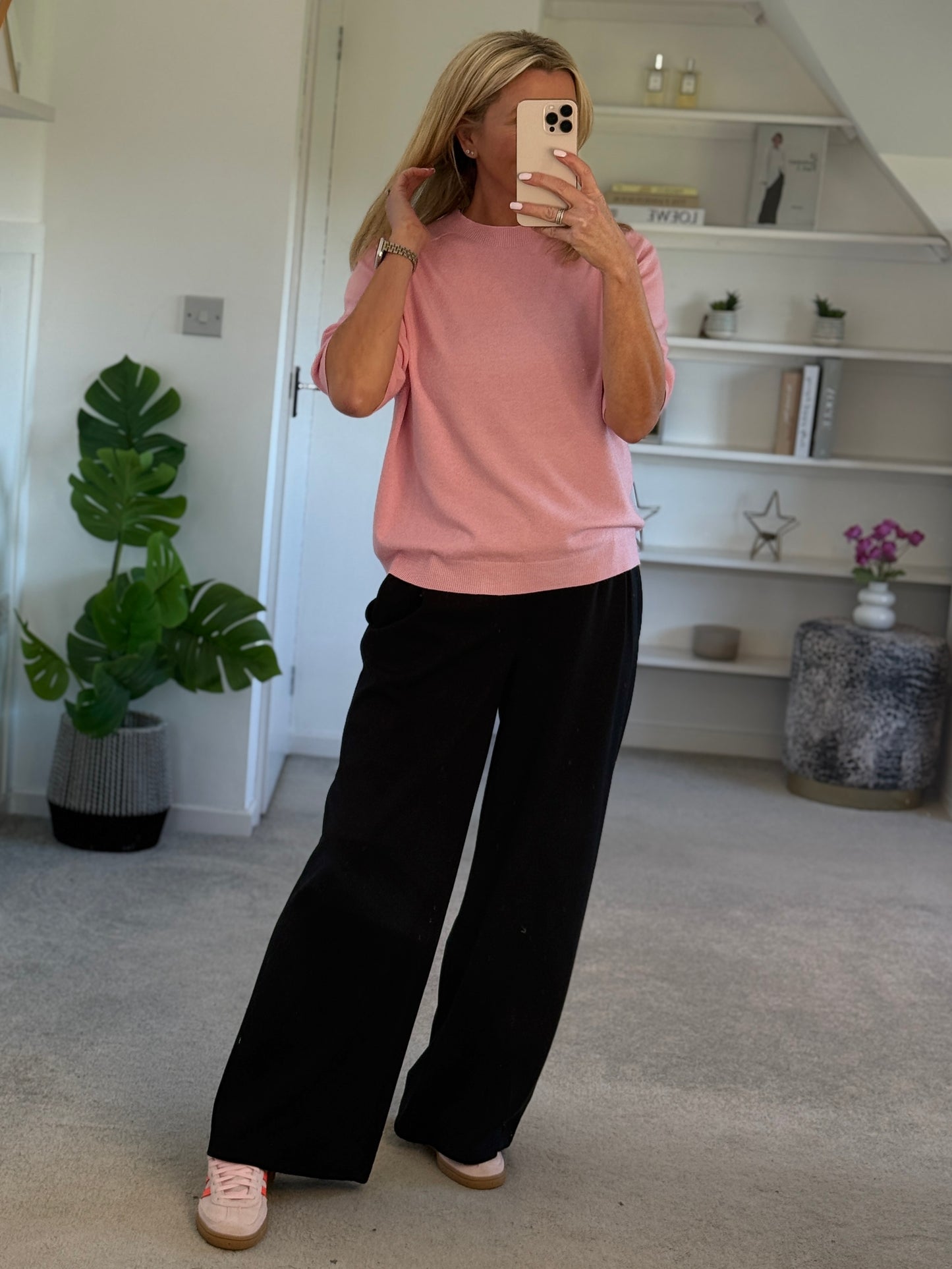 Black Pleat Front Wide Leg Trousers